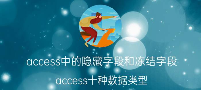 access中的隐藏字段和冻结字段 access十种数据类型？